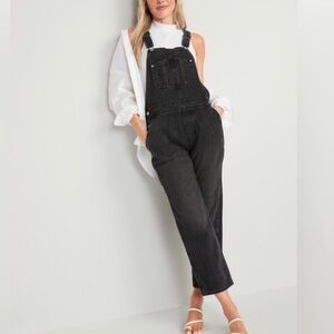 old navy slouchy black overalls! only worn once!
